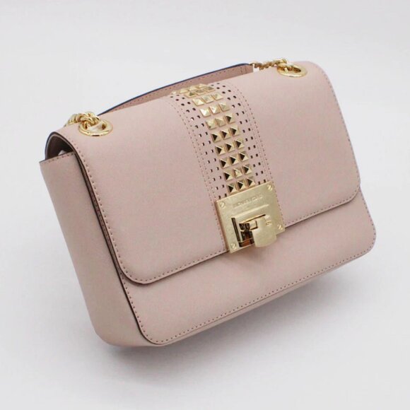 Michael Kors Light Pink Blush Gold Studded Crossbody Purse - Picture 3 of 15
